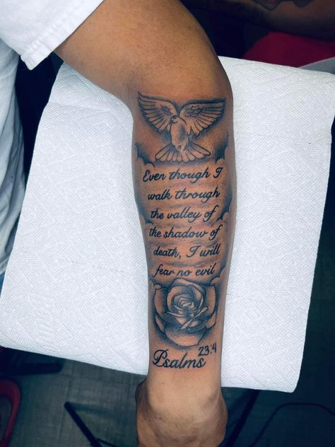 Cool Bible Verse Tattoos For Men, Quote Arm Tattoos For Men, Selvees Design Tattoo, Sleeve Tattoos Scripture, Nice Tattoo For Men Arm, God Arm Tattoos For Guys, Arm Wrist Tattoo Men, Prayers Tattoo Ideas, Forearm Tattoo For Lost Loved One Men