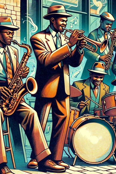 Bebop Jazz Musical Paintings, Bebop Jazz, Blue Pictures, Black Art Pictures, Jazz Blues, Jazz Music, Mind Blowing, Black Art, Mind Blown