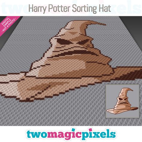 Sorting Hat Crochet, Harry Potter C2c, Harry Potter Corner, Magic Pixels, Two Magic Pixels, Crochet Harry Potter, Harry Potter Hat, Cross Stitch Graph, Crochet C2c Pattern