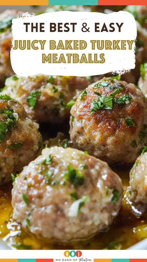 Juicy Baked Turkey Meatballs Moist Turkey Meatballs, Butter Herb Sauce, Best Turkey Meatballs, Baked Turkey Meatballs, Butter Herb, Ground Turkey Meatballs, Pantry Meals, Turkey Meatballs Baked, Turkey Meatball