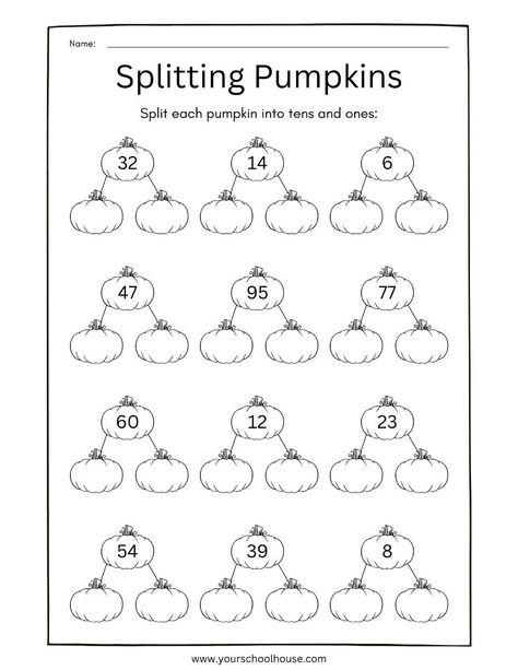 Free Printable PDF Halloween Math Worksheet Homeschool First Grade, Third Grade Homeschool, Pumpkin Investigation, Easy Math Worksheets, Halloween Math Worksheets, Expanded Notation, Pumpkin Math, Free Math Printables, Math Coloring Worksheets