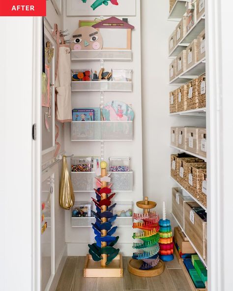 Toy Storage Closet, Toy Closet Organization, Elfa System, Toy Room Storage, Toddler Room Organization, Toy Closet, Toy Cupboard, Playroom Closet, Outdoor Toy Storage