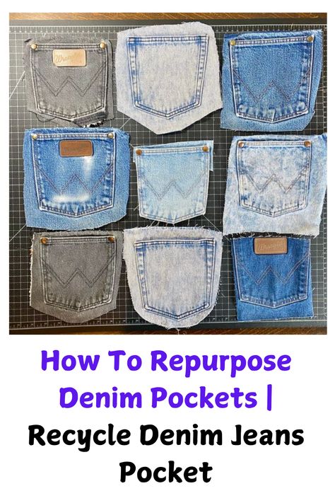 Blue Jean Pocket Crafts Diy Ideas, Things To Make With Jeans, Jeans Pockets Ideas, Denim Upcycling Ideas, Denim Pockets Projects, Old Pants Diy Upcycle, Denim Scraps Ideas, Recycled Jeans Projects, Jean Pocket Crafts