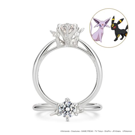 There's only two unbreakable bonds in this world: true love and the connection between a person [...] Pokemon Ring, Pokemon Wedding, Geek Engagement Rings, Swarovski Jewelry Rings, Pokemon Jewelry, Umbreon And Espeon, Proposal Rings, Big Engagement Rings, Gold Stacking Rings