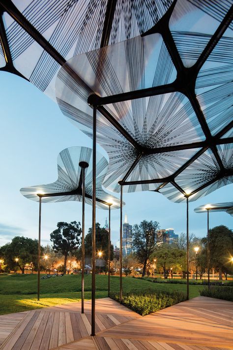 M Pavilion by AL_A Corner Canopy, Art With Water, Amanda Levete, Glass Pavilion, Canopy Architecture, Urban Landscape Design, Outdoor Canopy, Areas Verdes, Canopy Design