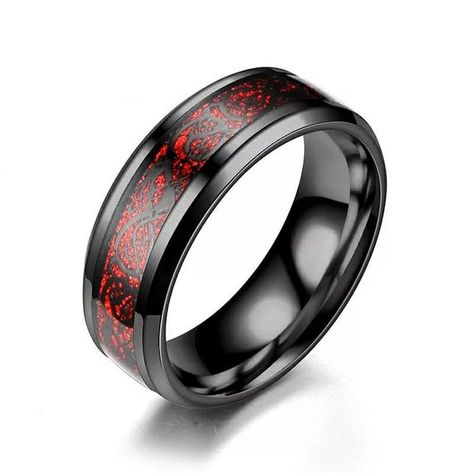 Cancellations: Order cancellations are only accepted within hour of purchase. Once the order is dispatched it can not be Cancelled or Refunded.UK ORDERS: We use Royal Mail 1st class for UK deliveries that takes 1-2 working day.Merry Valentine & Happy New Year!FREE DELIVERY TO ALL OVER THE WorldPunk Titanium Steel Black Carbon Fiber Mens Ring, Wide Band Black Wedding Tungsten Ring, Thick Cigar Band Thumb Ring, Dragon Red RingWide Band Black Ring with a minimal vibe is a sturdy and substantial