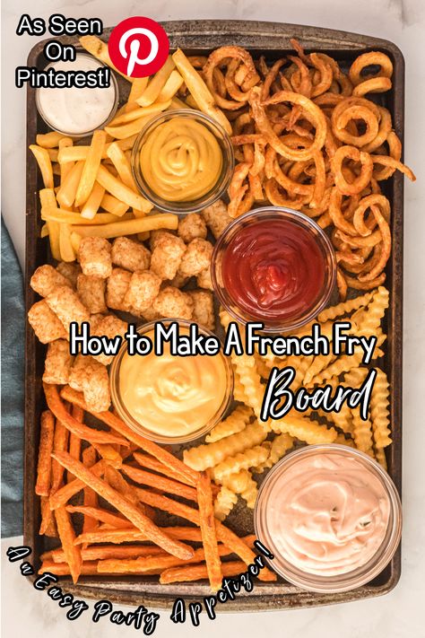 Fries Presentation Ideas, French Fry Charcuterie Board Ideas, French Fries Appetizers, Fries Board Ideas, Fry Board Ideas, French Fry Meals, French Fry Board Ideas, French Fry Bar Ideas, French Fry Charcuterie Board