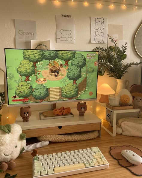 Cozy Gamer, Dream Setup, Cozy Desk, Cozy Gaming, Study Desk Decor, Gamer Setup, Gamer Room Decor, Desktop Setup, Desk Inspiration