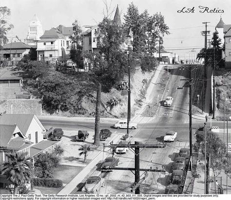 Bunker Hill, ca. 1950s. Source: The Getty Research Institute 1950s California, Bunker Hill Los Angeles, Old Hollywood Homes, James Ellroy, Angel Flight, Old Los Angeles, Old California, East La, Los Angeles Hollywood