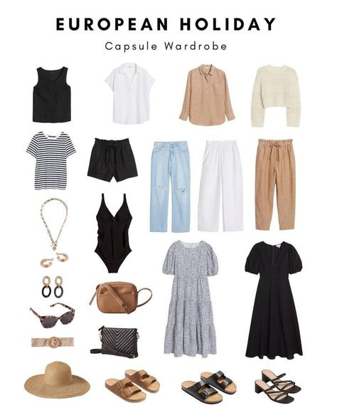 France Packing List Summer, South Of France Packing List, Packing List For France In Fall, Capsule Wardrobe France Spring, Provence Capsule Wardrobe, Long Weekend Packing, Daytime Fashion, Holiday Italy, Travel Capsule Wardrobe Summer