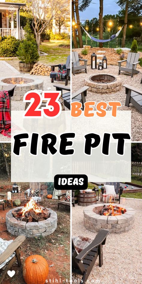 Discover how to create a stunning and cozy backyard with these 23 fire pit ideas. From simple, budget-friendly designs to elegant outdoor seating areas, these fire pits offer the perfect blend of style and functionality. Transform your garden or patio into a warm and inviting space. Backyard Firepit Area, Diy Fire Pits, Diy Fire Pit Ideas, Cinder Block Fire Pit, Backyard Fire Pit Ideas, Outdoor Fire Pit Area, Brick Ovens, Fire Pit Garden, Outside Fire Pits