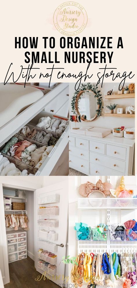 Shared Nursery Closet Organization, Tiny Nursery Storage, Home Edit Nursery, Tiny Nursery Closet Organization, Baby Storage Organizer, Onesie Storage Ideas, Tiny Room Storage, Nursery Shelf Organization, Nursery Organization Ideas Small Spaces