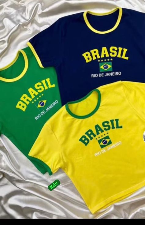 Brazil Clothing, Brazil T Shirt, Brazil Shirt, Preppy Tops, Fashion Design Template, Fashion Top Outfits, Tomboy Outfits, Classy Casual Outfits, Classy Casual