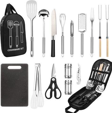 Camp Kitchen Organization, Camping Cooking Gear, Camping Cooking Utensils, Bbq Equipment, Cookware Essentials, Camping Utensils, Grilling Accessories, Bread Clip, Grill Tools