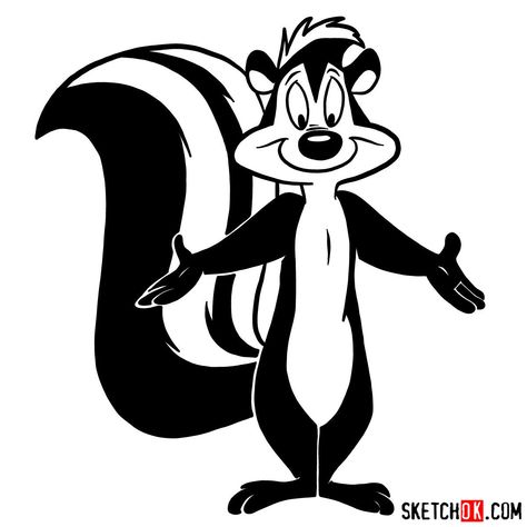 How to draw Pepé Le Pew - Step by step drawing tutorials Baby Cartoon Characters, Fairly Oddparents, Pet Raccoon, The Fairly Oddparents, Old School Cartoons, Cancel Culture, School Cartoon, Looney Tunes Characters, Looney Tunes Cartoons