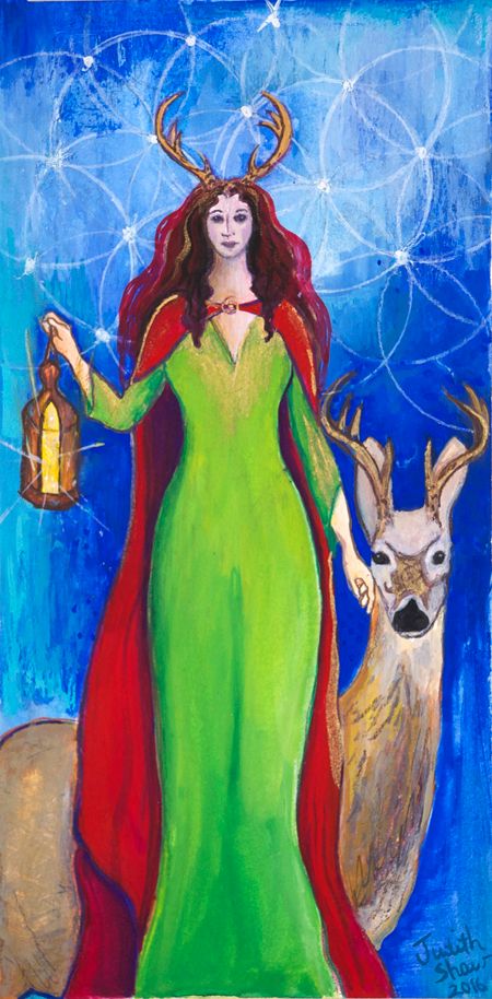 Elen of the Ways by Judith Shaw Celtic Goddess Art, Deer Goddess, Horned Goddess, Celtic Goddesses, Elen Of The Ways, Deer Woman, Pagan Inspiration, Tarot Cards Major Arcana, Goddess Spirituality