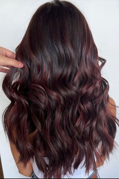 Dark Brown Hair Balayage, Red Balayage Hair, Wine Hair Color, Mahogany Hair, Black Hair Balayage, Wine Hair, Brown Hair Looks, Hair Color Streaks, Brunette Hair With Highlights