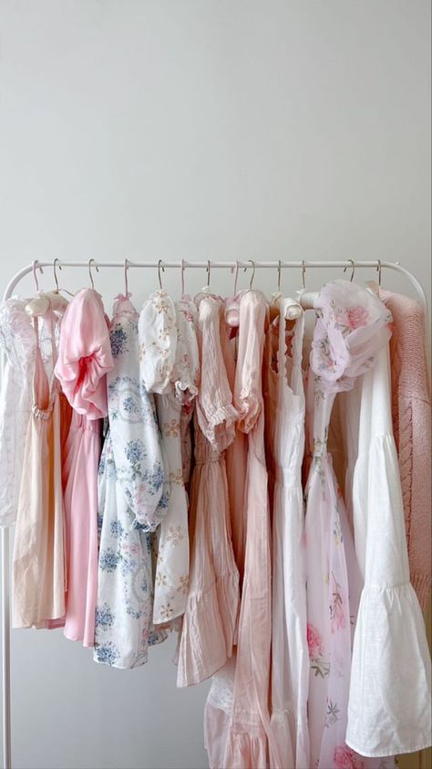 Clothing Rail Aesthetic, Clothes Hanging Aesthetic, Coquette Things, Pink Princess Aesthetic, Quaint Cottage, Dress Hanger, Pastel Dress, Once Upon A Dream, Princess Aesthetic