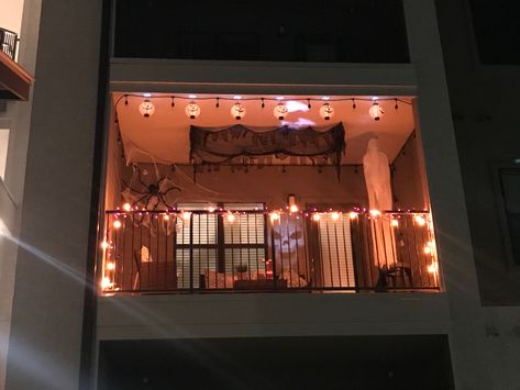 Our apartment patio decorations #halloween #decorations #patio Halloween Patio Decor, Fall Apartment, Fall Apartment Decor, Halloween Decorations Apartment, Apartment Halloween, Fall Patio, Halloween Patio, Halloween Camping, Dekorasi Halloween