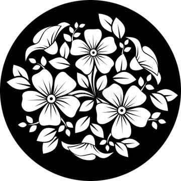 White Flower Ornament on a Black Circle Background. Vector Illustration. Stock Vector - Illustration of element, circle: 65349112 Black Background Illustration, Ornament Illustration, Mallow Flower, Glass Painting Patterns, 카드 디자인, Flower Stencil, Flower Ornaments, Flower Svg, Background Illustration