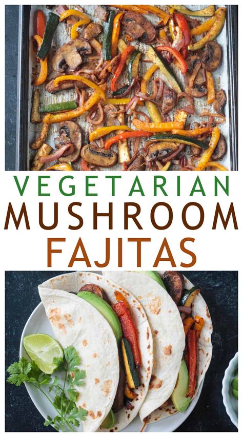 These easy Sheet Pan Vegan Fajitas feature flavorful peppers and onions, meaty mushrooms, and garden zucchini topped with creamy avocado and folded up in warm tortillas. A perfect meatless meal for any day of the week! Easily made gluten-free. Veggie Fajita Recipe, Vegetarian Fajitas, Vegan Fajitas, Veggie Fajitas, Vegetarian Mexican Recipes, Fajita Spices, Fajita Vegetables, Vegetarian Mexican, Vegan Mexican Recipes