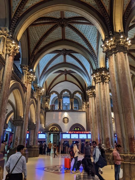 Chhatrapati Shivaji Maharaj Terminus, Mumbai, formerly Victoria Terminus, Bombay station code: CSMT- is a historic railway terminus and UNESCO World Heritage Site in Mumbai, Maharashtra, India. Victoria Terminus Mumbai, Csmt Mumbai Snap, Csmt Mumbai Aesthetic, Marine Drive Mumbai Snapchat, Mumbai Snapchat, Csmt Mumbai, Mumbai Station, Mumbai Architecture, Aesthetic Mumbai