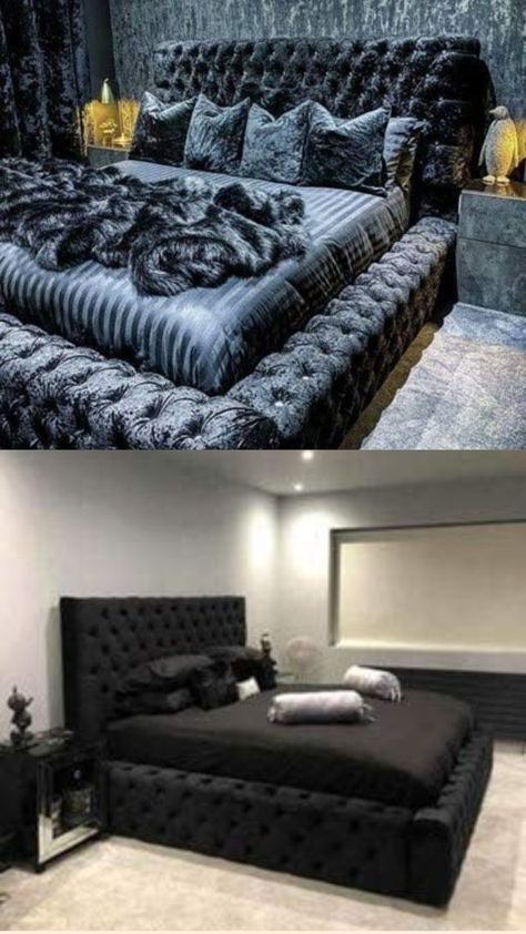 Velvet king bed, double bed, ambassador bed Black King Size Bedroom Set, King Size Bed Sets Furniture, Beds With Big Headboards, Black King Bedroom Sets, Couples Bed Rooms Ideas, Big King Size Bed, Couple Bedding Set, King Bedroom Suites Furniture, King Size Bed Women