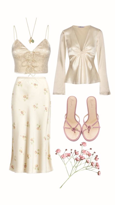 Romantic pretty outfit inspo Ethereal Outfit Ideas, Dainty Feminine Outfits, Girly Feminine Outfits, Soft Feminine Outfits Casual, Soft Ethereal Aesthetic Outfits, Romantic Summer Outfits, Soft Romantic Outfits, Kibbe Romantic Outfits, Romantic Body Type Outfit