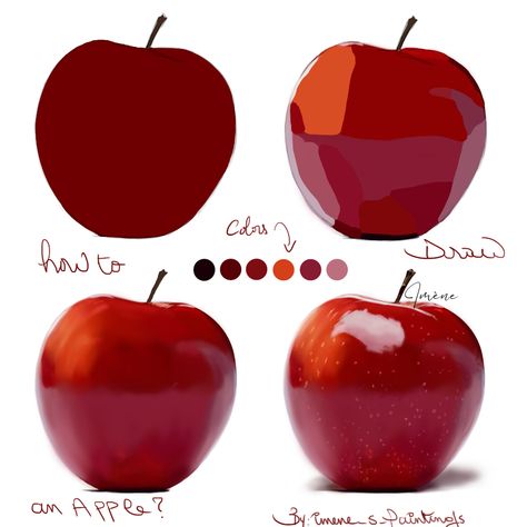 Objects To Draw Photographs, Draw An Apple, الفن الرقمي, Digital Art Beginner, Drawing Drawing, Fall Watercolor, Ipad Art, Digital Painting Tutorials, Art Inspiration Painting