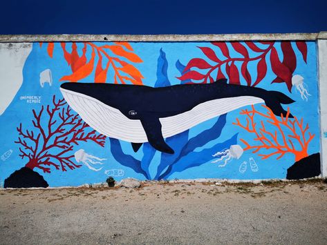 Sea Murals, Street Murals, Mural Art Design, Whale Painting, Interior Murals, Mural Inspiration, School Murals, Street Mural, School Painting