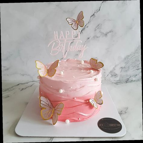 "This butterfly cake is sure to add a touch of whimsy to any celebration!" Buterfluffy Birthday Cake, Mini Cake Butterfly, Butterfly Design Cake Ideas, Pink Butterfly Cake Ideas, Mini Butterfly Cake, Pink Theme Birthday Cake, First Birthday Girl Themes Cake, Birthday Cake Butterfly Theme, Pink Cake Butterfly