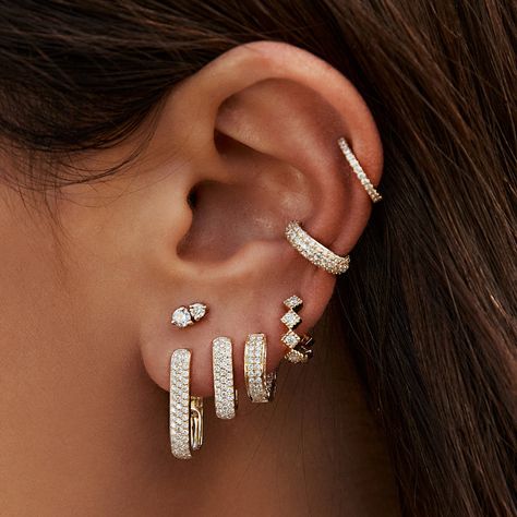 Teardrop Diamond, Diamond Ear Cuff, Gold Diamond Earrings Studs, Gold Diamond Studs, Pave Band, Jewelry Accessories Ideas, Versatile Jewelry, Gold Diamond Necklace, Gold Diamond Earrings