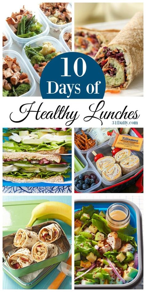 10 Days of Healthy Lunch Ideas for Work and School | 31Daily.com Healthy Lunch Ideas For Work, Lunches For Work, Healthy Lunches For Work, Cheap Clean Eating, Lunch Ideas For Work, Easy Fitness, Mama Recipe, Work Lunches, Easy Healthy Lunches