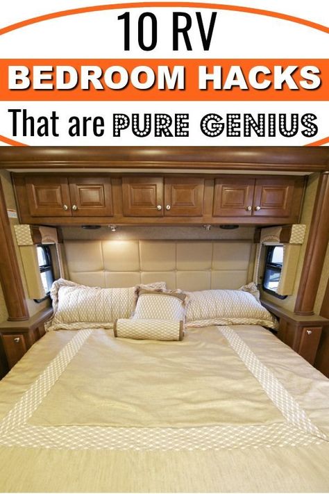 🎈So Captivated by This Beautiful Room🌺 Camper Organization Travel Trailers, Rv Storage Solutions, Travel Trailer Organization, Travel Trailer Living, Space Saving Ideas, Trailer Organization, Rv Bedroom, Camper Trailer Remodel, Camper Organization