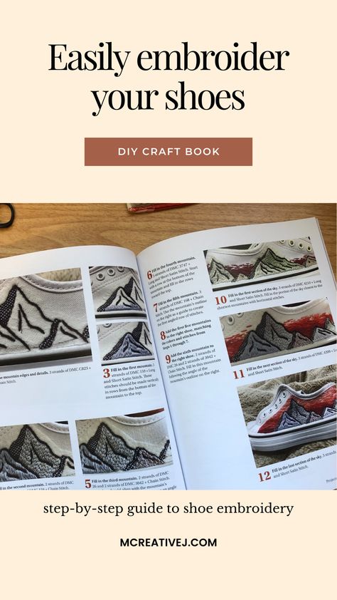 DIY Embroidered Shoes: Techniques, Designs, and Downloadable Templates to Personalize Your Footwear (Landauer) 13 Patterns for Embroidering Canvas Shoes or Espadrilles, a Stitch Dictionary, and More  A beginner-friendly to advanced embroidery primer, DIY Embroidered Shoes includes an extensive stitch dictionary, instructions for successfully embroidering on footwear, and vibrant ideas for turning ordinary canvas shoes or espadrilles into personalized, eye-catching embroidered shoes. How To Embroider On Shoes, Embroidering Canvas, Embroidery Shoes Diy, Stitch Dictionary, Shoe Embroidery, Embroidery Punch Needle, Advanced Embroidery, Book Crafts Diy, Book Diy