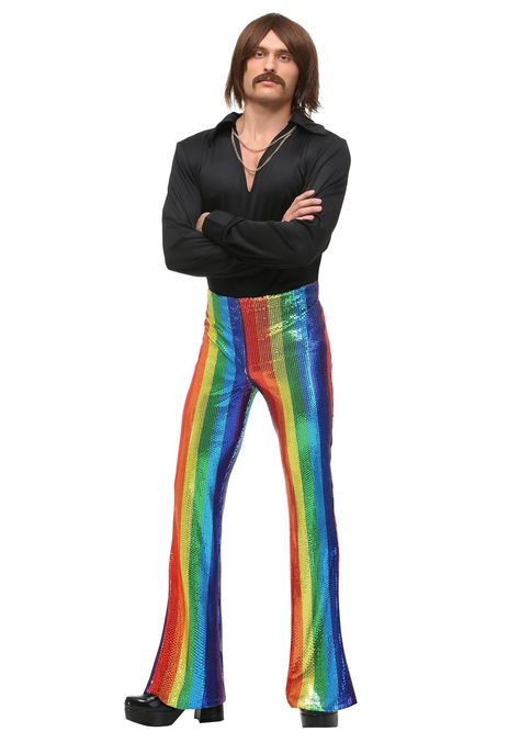 Mens Disco King Plus Size Costume 2X >>> Find out more evaluations of the item by seeing the web link on the photo. (This is an affiliate link). #halloweencostumesformen Fantasia Plus Size, Moda Disco, Disco Party Outfit, 70s Fashion Disco, Rainbow Pants, 70s Costume, Disco Costume, Party Outfit Men, Mens 80s