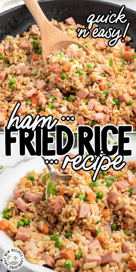 Ham Lunch Meat Recipes, Best Hamburger Casserole Recipes, Ham And Rice, Ham And Rice Casserole, Ham Rice, Intermittent Fasting Recipes, Homemade Chicken Fried Rice, School Night Dinners, Quick Fried Rice