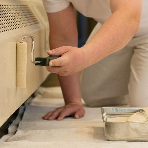 Learn about painting a baseboard heater from Benjamin Moore's color and design experts. Follow our step-by-step guide for the best results every time. Baseboard Heaters, Baseboard Heater Covers, Painting Baseboards, Off White Paint, Baseboard Heater, Heater Cover, Bathroom Paint, Washing Walls, Off White Paints