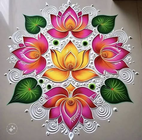 Nature Rangoli Design, Rangoli Designs With Paint, Square Rangoli Design, Creative Rangoli Designs For Diwali, Unique Rangoli Designs Beautiful, Beautiful Rangoli Designs Latest, Latest Rangoli Designs Images, Rangoli Designs Latest Unique, Attractive Rangoli Designs