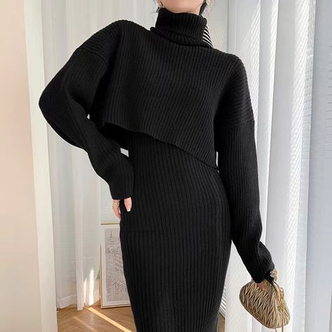 Sister Fashion, Summer Prints Fashion, Backless Long Dress, Long Sleeve Sweater Dress, Sweater Dress Women, Knitted Dress, Dress Set, Sweater Set, Wool Dress