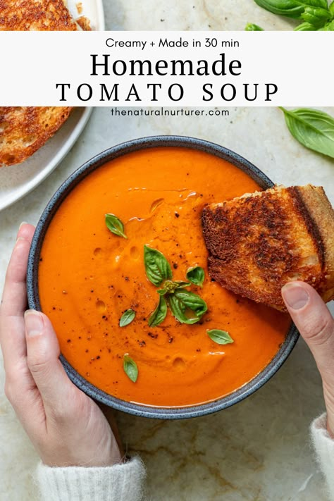 Tomato Soup Canned Tomatoes, Tomato Soup Canned, Tomato Soup With Canned Tomatoes, Soup Sunday, Family Meal Planning Healthy, Natural Nurturer, Homemade Tomato Soup Recipe, Homemade Tomato Soup, Recipes By Ingredients