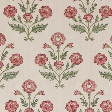 INDIAN POPPY — Pukka Print Linen Textile Patterns Design Prints, Floral Textile Prints, Indian Pattern Design, Indian Floral Pattern, Rose Print Pattern, Indian Textile Design, Wallpaper Trim, Puffy Quilt, Indian Block Print Fabric