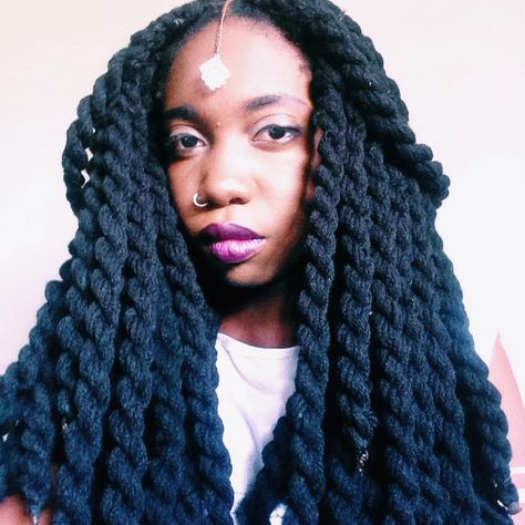 @kingkesia || Thick long two-strand twists. Yarn twist Yarn Twist Hairstyles Long, Yarn Twist Hairstyles, Long Twists, Yarn Twists, Hair Yarn, Hairstyle Braided, Hair Protective Styles, Black Natural Hair, Yarn Twist