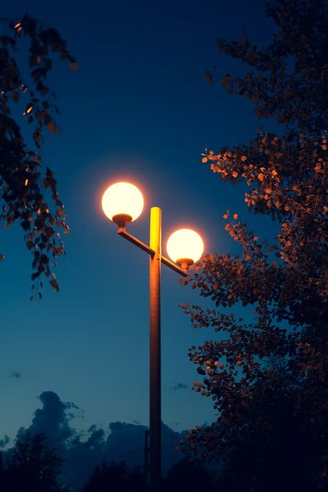 street lights turned on during night time photo – Free Grey Image on Unsplash Night Time Photography, Sky Art Painting, Time Photography, Scenery Photography, Painting References, Painting Reference, Street Lights, Street Lamp, Beautiful Landscape Wallpaper