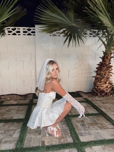 Nana Jacqueline Arina Dress Bridal Mini Dress With Veil, Mini Bridal Dress Pearls, Nana Jacqueline Long Dress, Nana Jacqueline Dress, White Feather Robe Bride, Nana Jacqueline White Dress, Nana Jacqueline, Scottsdale Bachelorette, Scottsdale Wedding