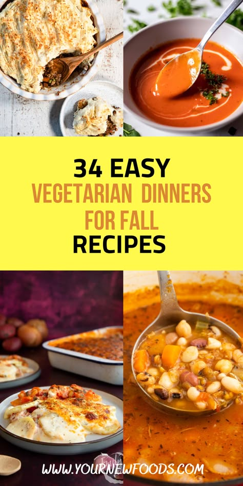 34 best fall recipes for vegetarians dinner -This fall try try another option that doesn’t include meat with these 34 Vegetarian Fall Recipes. Not only will this please the vegetarians at your table but also saving you money on the cost of the meat. You can save these must-try Vegetarian Recipes For Fall to your Pinterest board and come back to them time after time. These delicious fall vegetarian recipes are easy to make at home. Fall Board Ideas, Dinners For Fall, Fall Aesthetic Photos, Fall Vegetarian Recipes, Vegetarian Fall Recipes, Recipes For Vegetarians, Dinner Ideas For Kids, Easy Fall Dinners, Best Fall Recipes