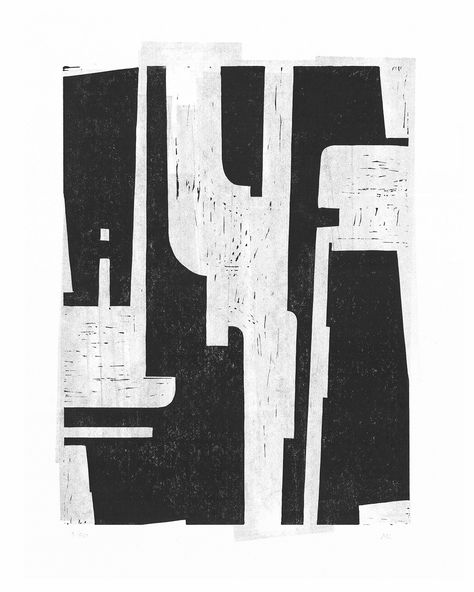 Black And White Printmaking, Abstract Lino Print, Abstract Linocut, Abstract Printmaking, City Abstract, Cubism Abstract, Abstract Cubism, Abstract Monochrome, Woodcut Art