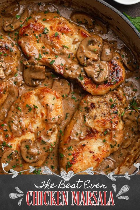 Chicken Marseille Recipe, Chicken Recipes For Parties, Carabbas Chicken Marsala Recipe, Authentic Italian Chicken Marsala, Marsala Cooking Wine Recipes, Make Ahead Chicken Marsala For A Crowd, Marcella Chicken Recipe, Carrabba's Chicken Marsala Recipe, Dutch Oven Chicken Marsala