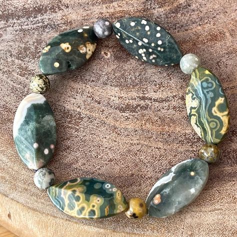 Jewelry 2024, Gemstone List, Jasper Jewelry, Fancy Lights, Jasper Bracelet, Ocean Jasper, Smokey Quartz, Faceted Gemstones, Different Light