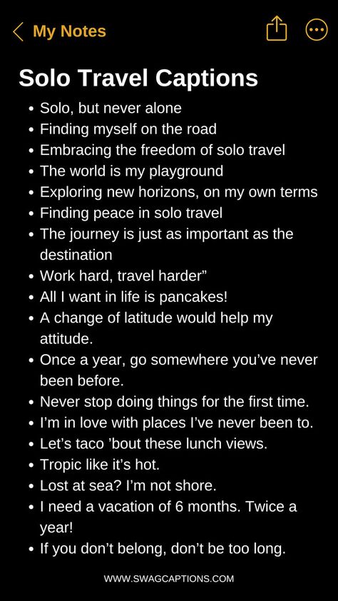 Embark on a journey of self-discovery with these empowering Solo Travel Captions to Inspire You to Travel Alone. From conquering fears to embracing freedom, find the courage to wander solo and create unforgettable memories. Let each step fuel your independence and ignite your wanderlust. Whether it's exploring new cultures or chasing sunsets, embrace the thrill of solo adventures and unlock the world's wonders. Your solo journey awaits, are you ready to seize it? Solo Travel Captions, Travel Quotes For Instagram, Instagram Captions Travel, Best Solo Travel, One Word Instagram Captions, Solo Travel Quotes, Clever Captions For Instagram, Clever Captions, Travel Captions